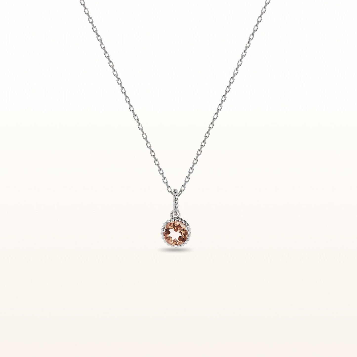 Round Gemstone Cable Style Pendant in 925 Sterling Silver