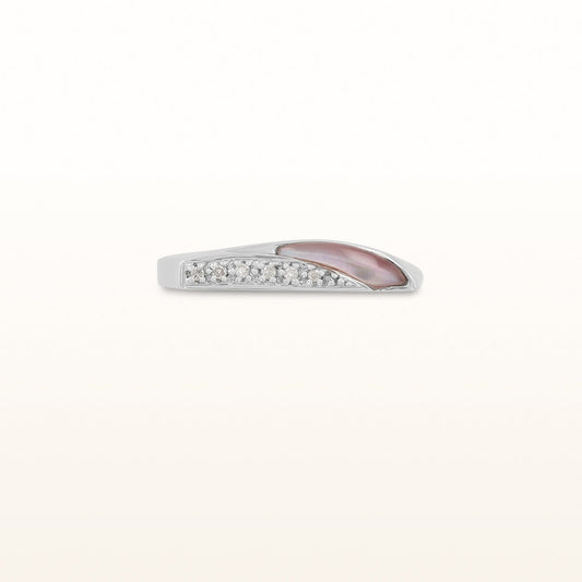 Pink Mother-of-Pearl and Diamond Ring in 18kt White Gold