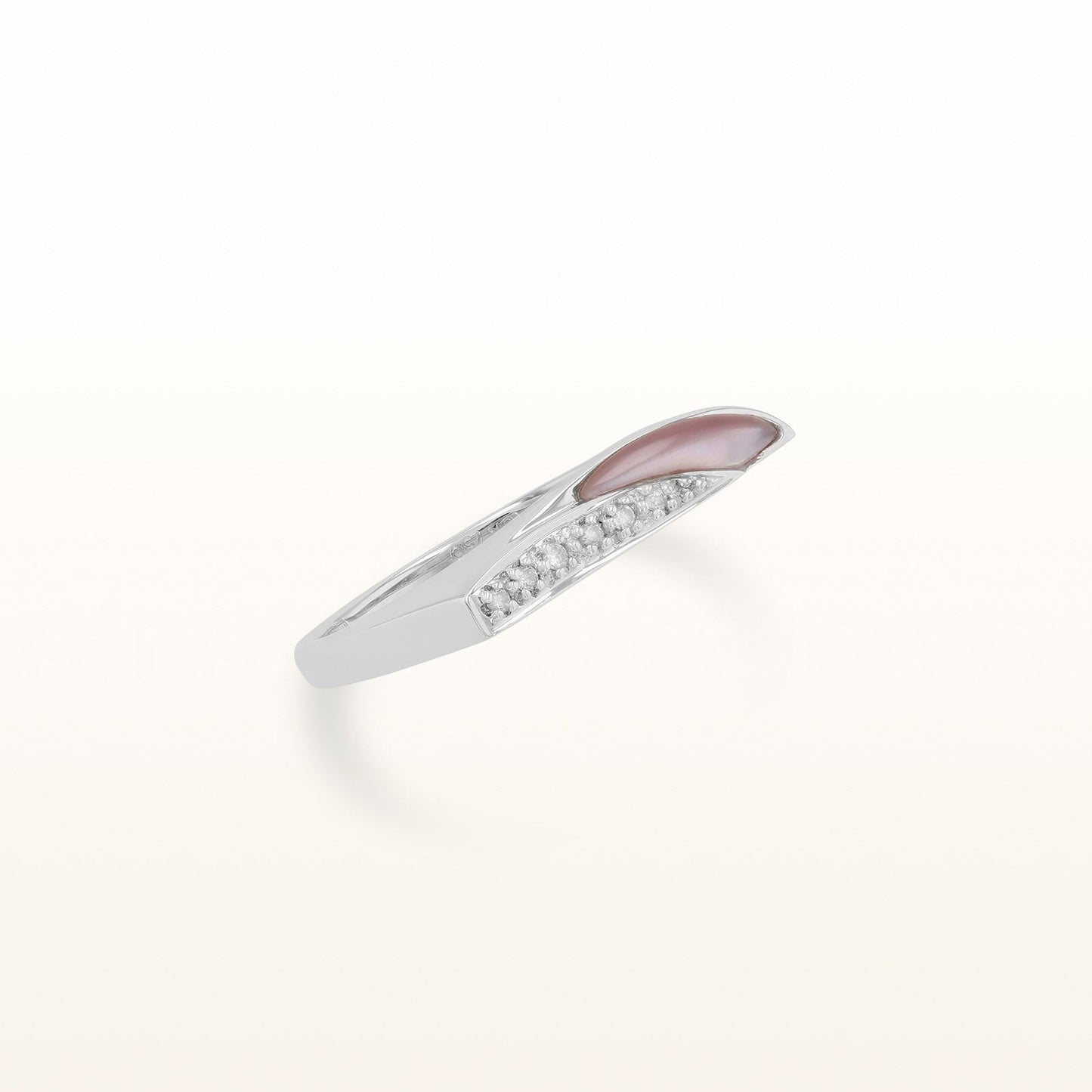 Pink Mother-of-Pearl and Diamond Ring in 18kt White Gold