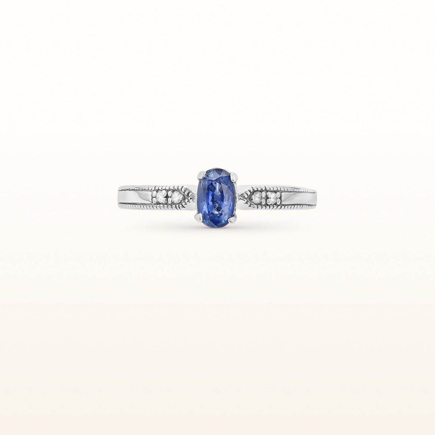 Oval Sapphire and Diamond Ring in 14kt White Gold