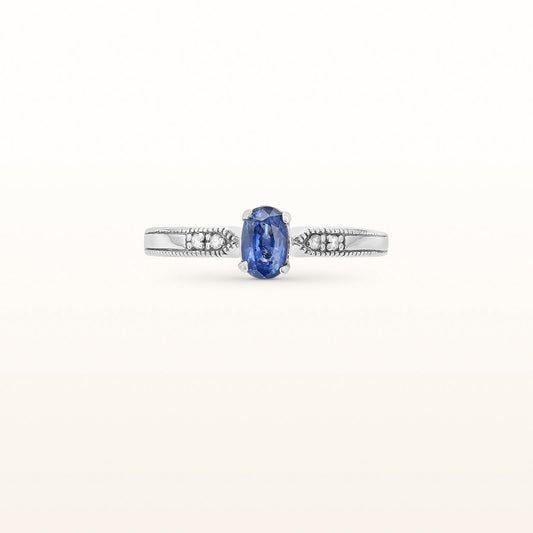 Oval Sapphire and Diamond Ring in 14kt White Gold