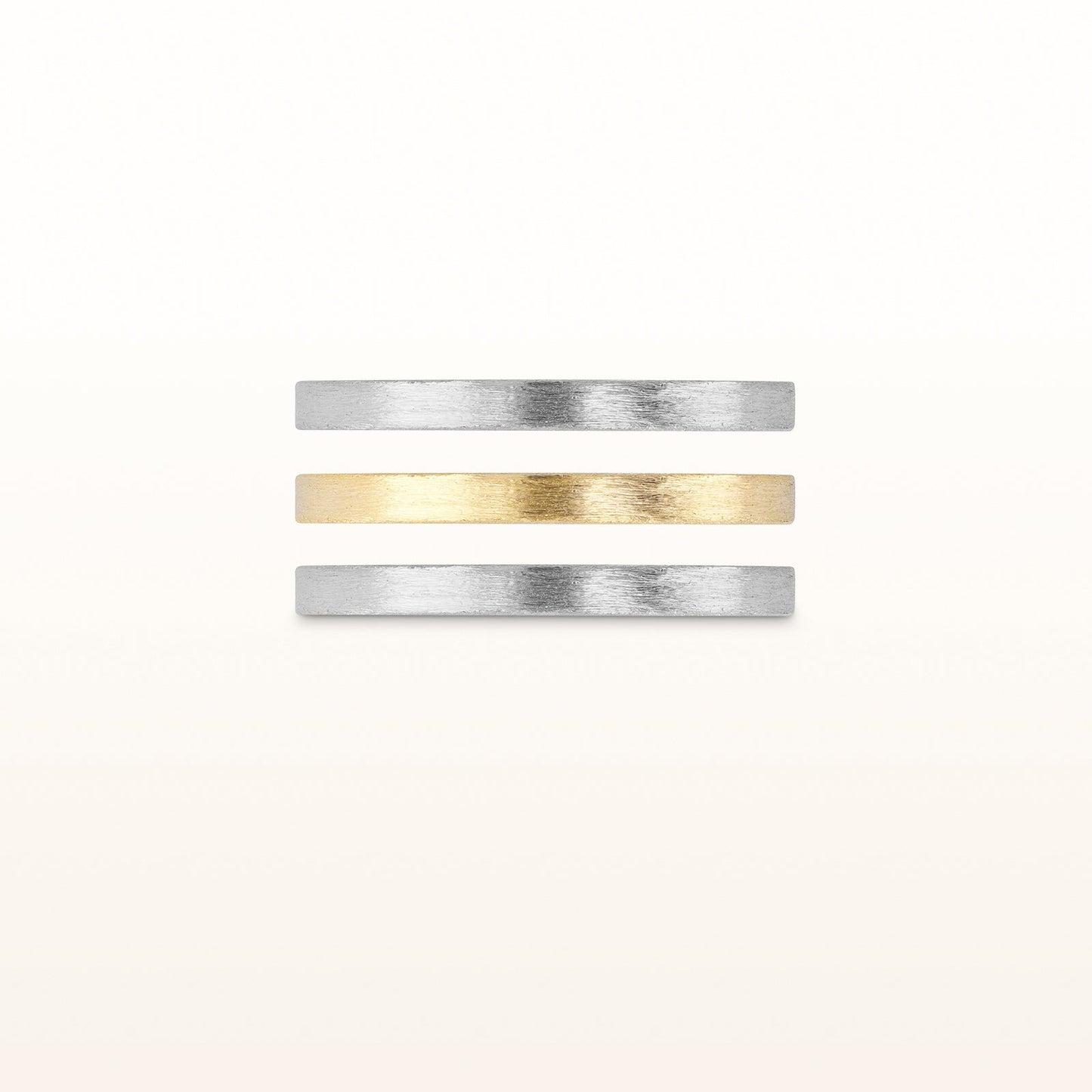 Set of Three 925 Sterling Silver Wire Brushed Rings