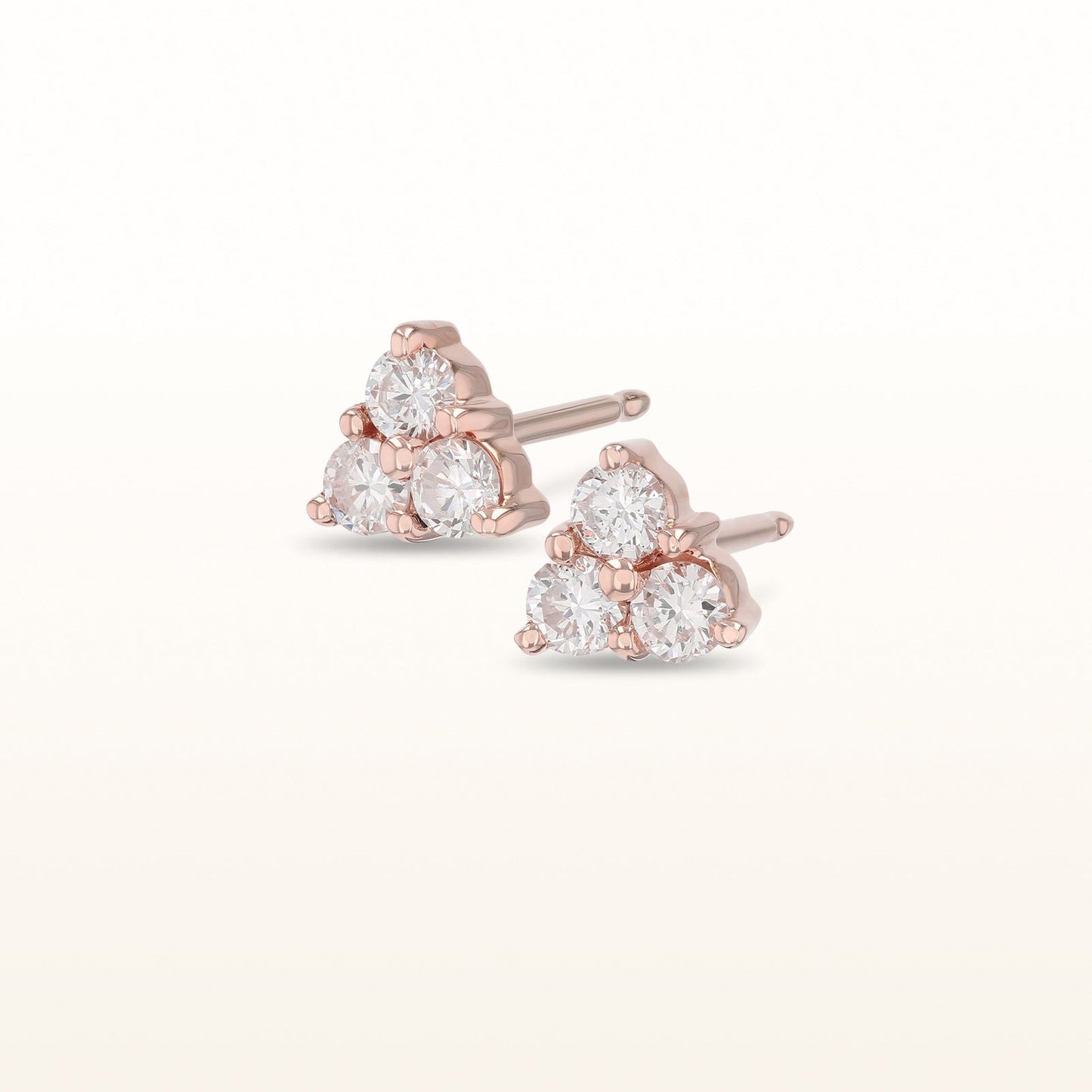 Three Stone Diamond Cluster Earrings in 14kt Rose Gold