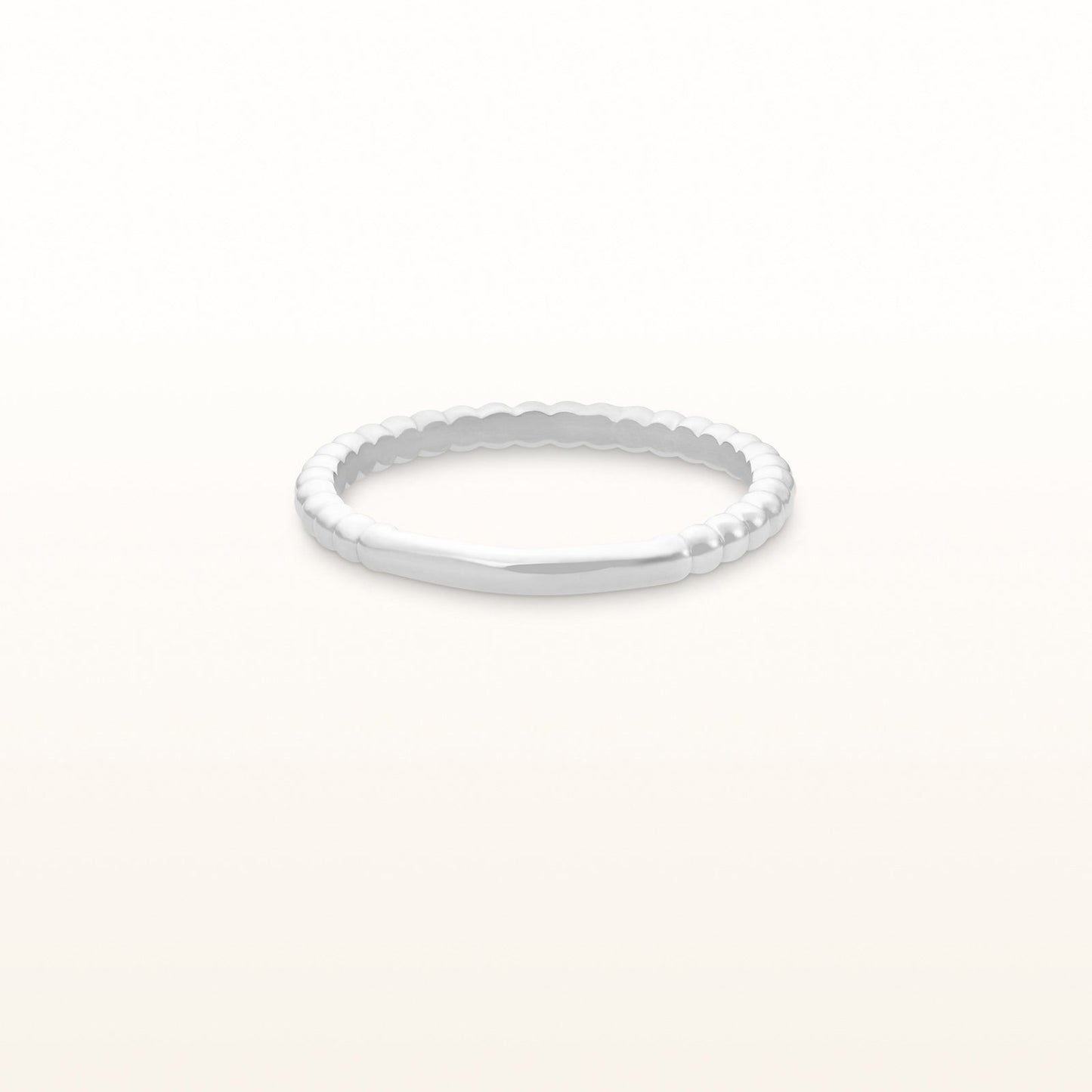 2.0 mm Stackable Beaded Band in 14kt White Gold