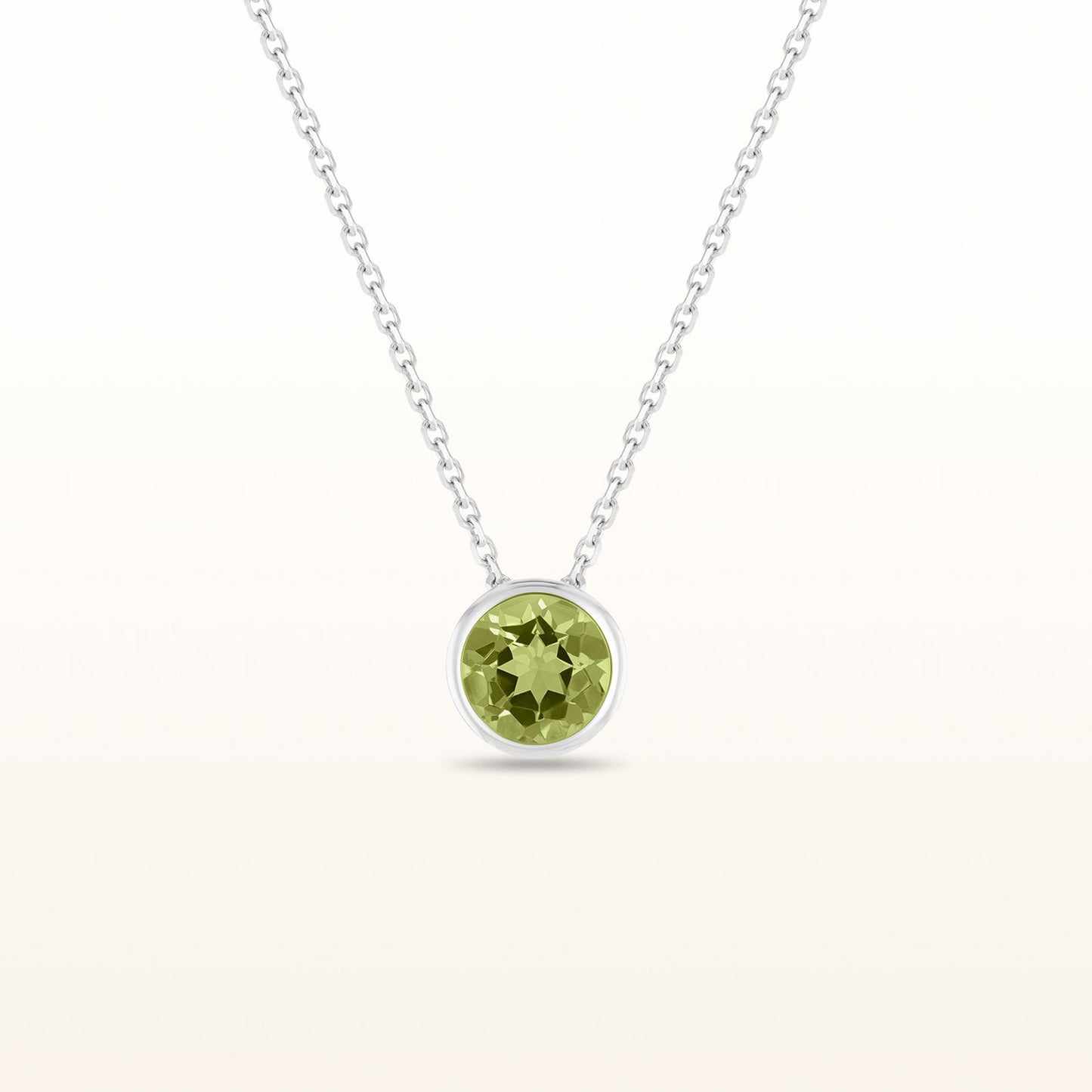 6.0 mm Round Gemstone Bezel Set Pendant in 14kt White or Yellow Gold