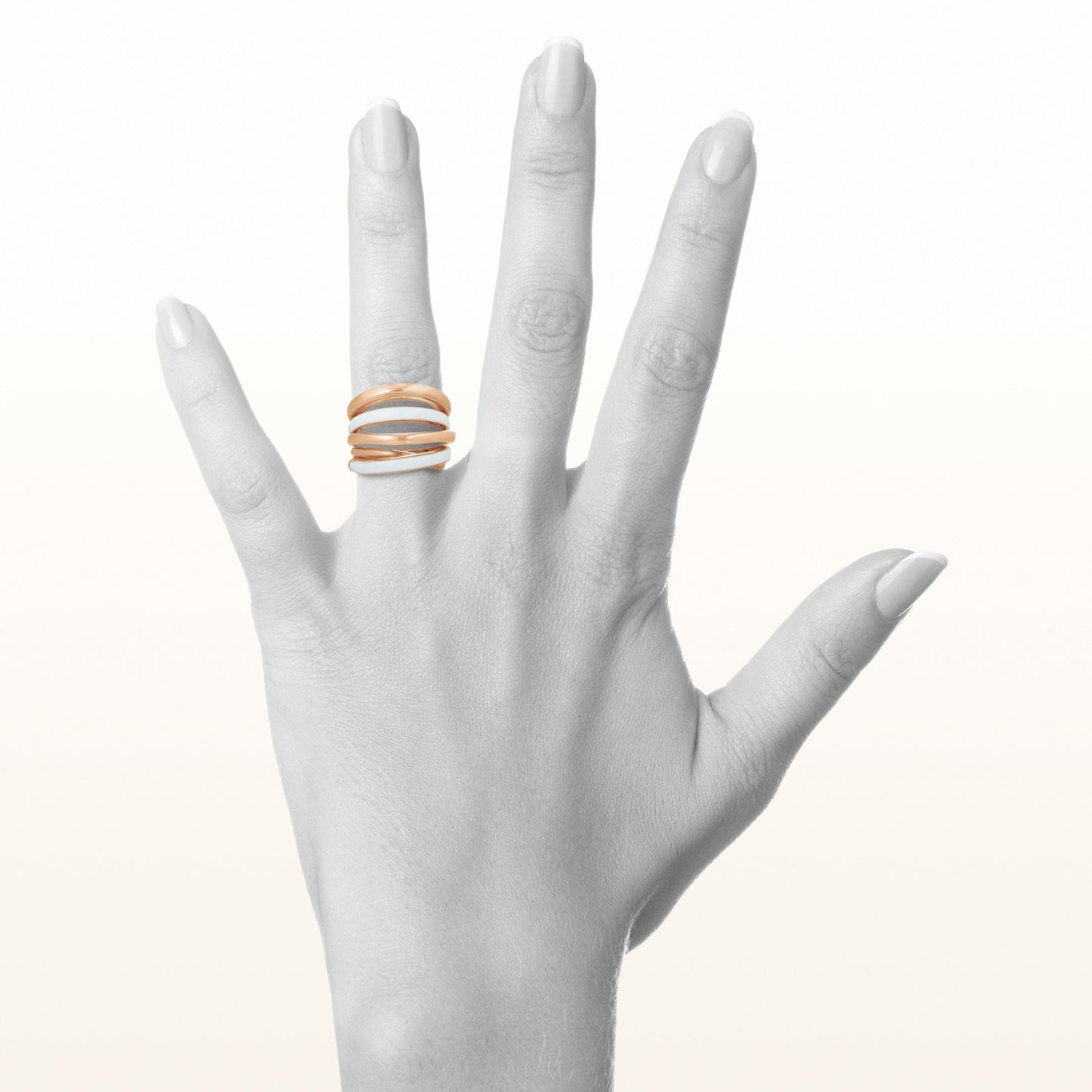 Multi-Row Fashion Ring in Enamel and 925 Sterling Silver