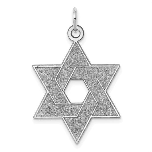 Laser Designed Star of David Pendant in 14K White Gold