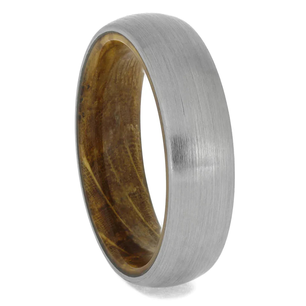 Titanium Ring with Whiskey Barrel Oak Wood Sleeve