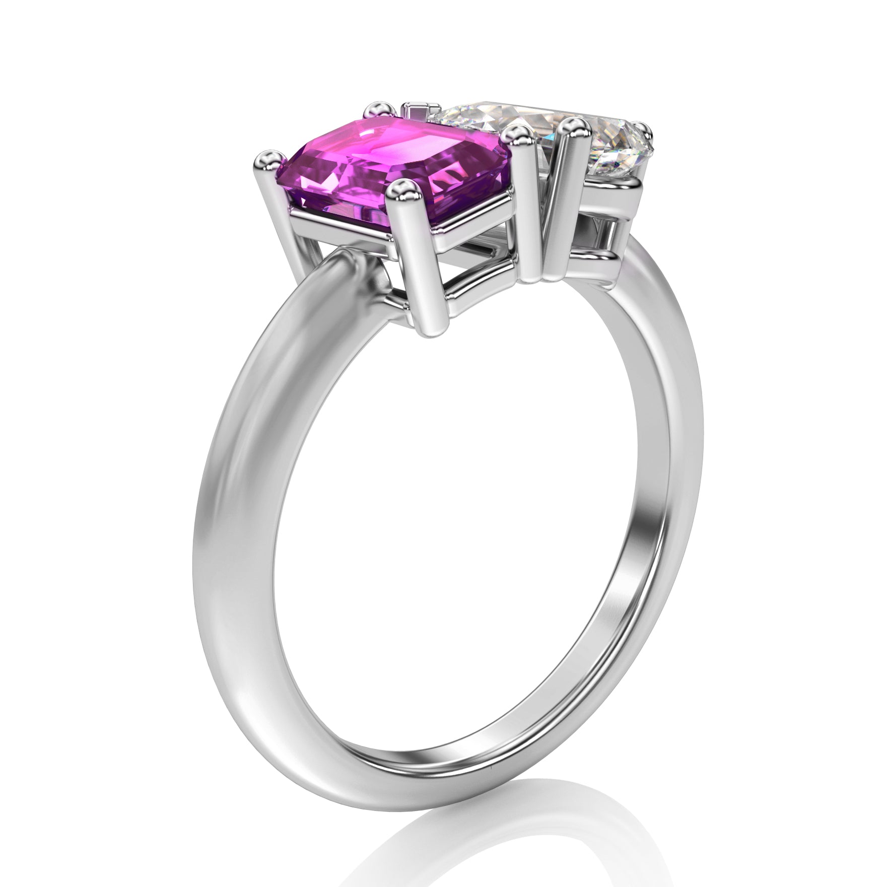 Toi et Moi Pink Sapphire & Moissanite Ring in 14k Gold – IceTrends