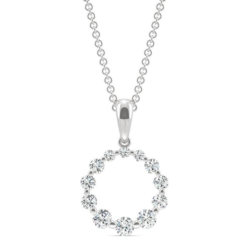 Moissanite Round Pendant Necklace in 14k White Gold – IceTrends