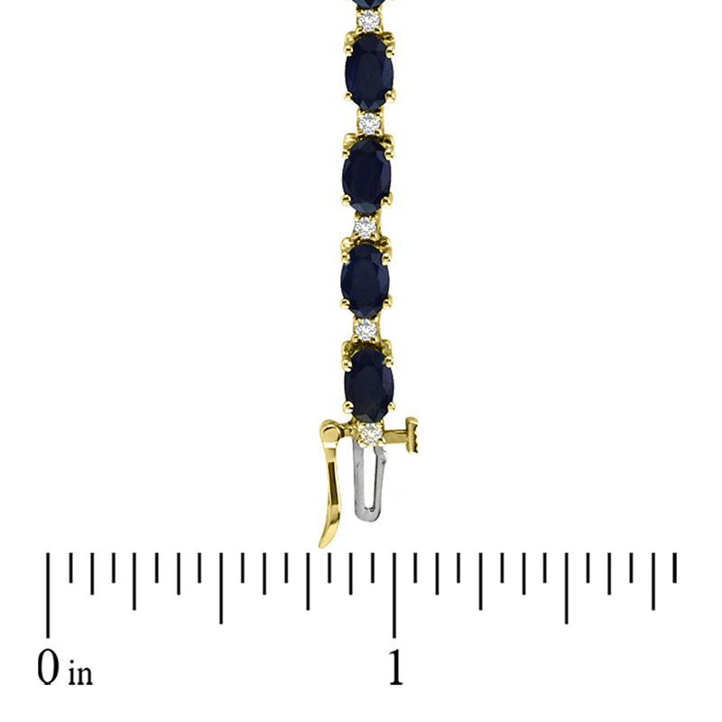 11 2/5ct Blue Sapphire & Diamond Tennis Bracelet in 14k Gold