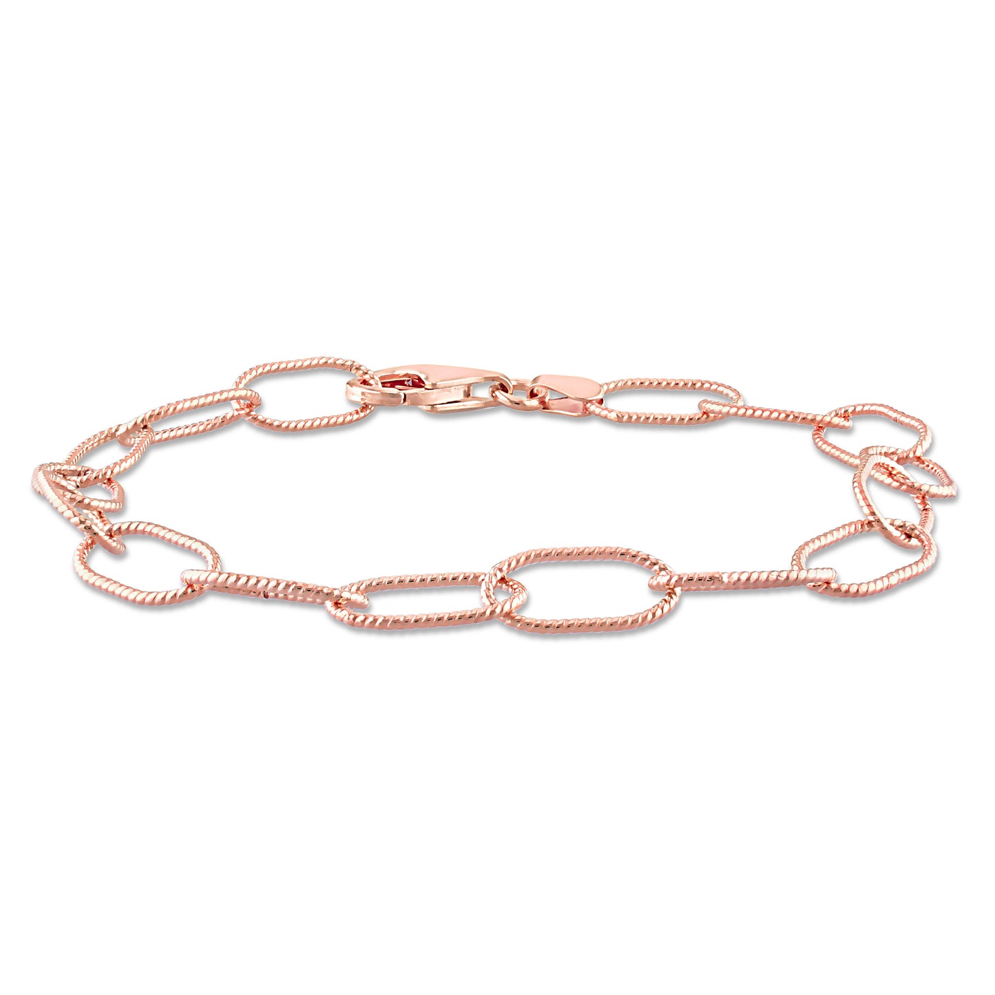 Cable Rolo Chain Bracelet in 6.5mm in Rose Silver