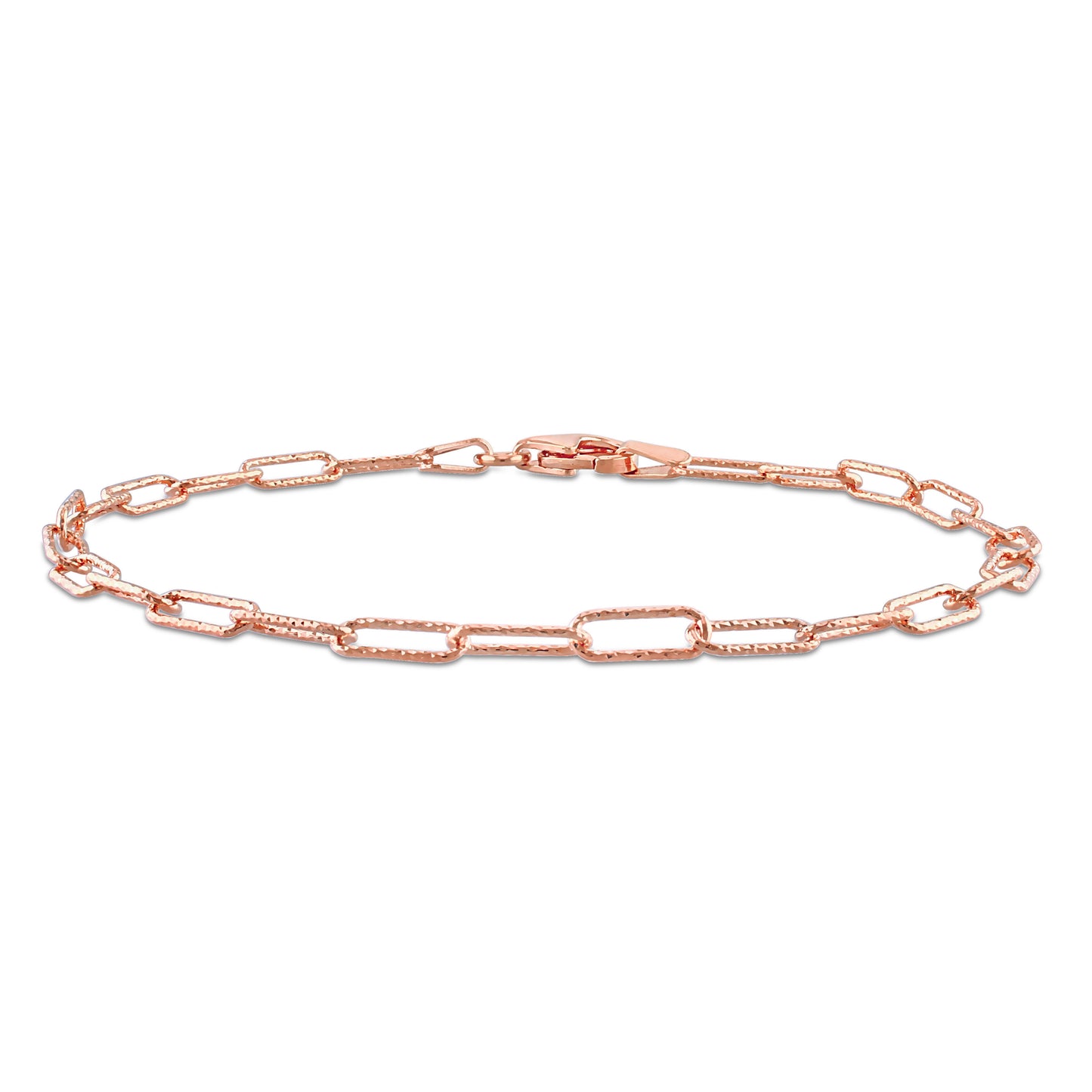 18k Rose Gold Plated Textured Paperclip Chain in 3mm