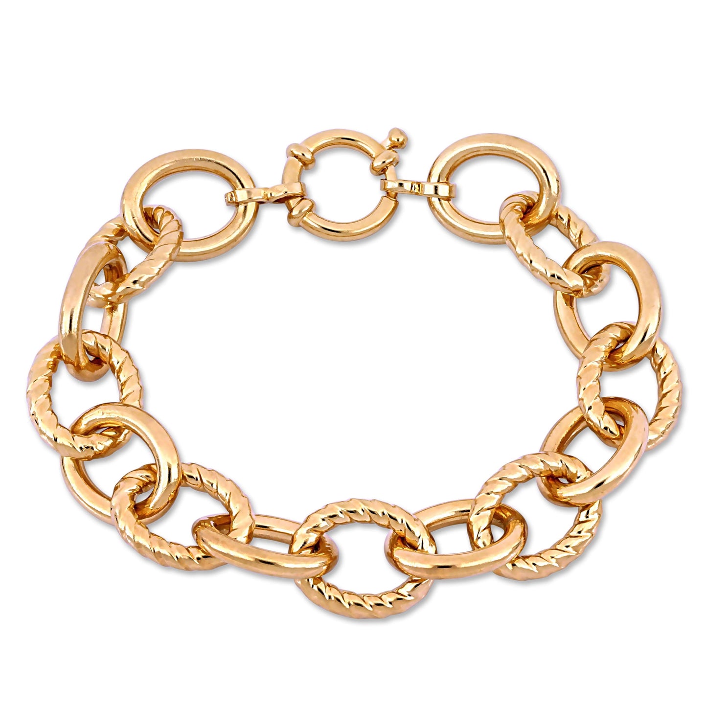 Oval Link Bracelet Yellow Silver