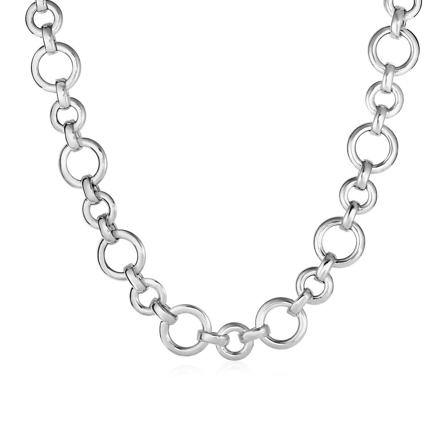 Polished Round Link Necklace in Sterling Silver