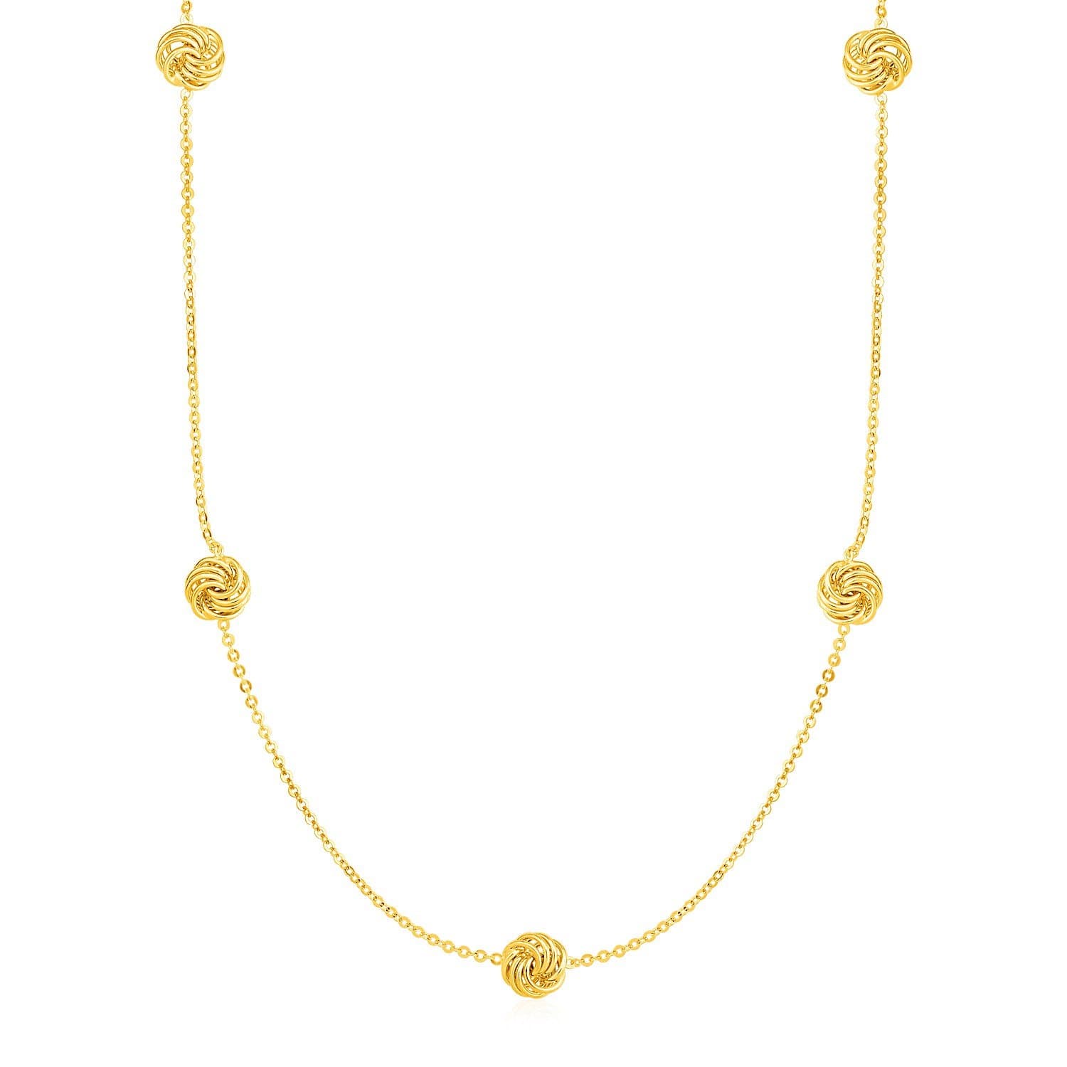 Station Necklace with Polished Love Knots in 14k Yellow Gold – IceTrends