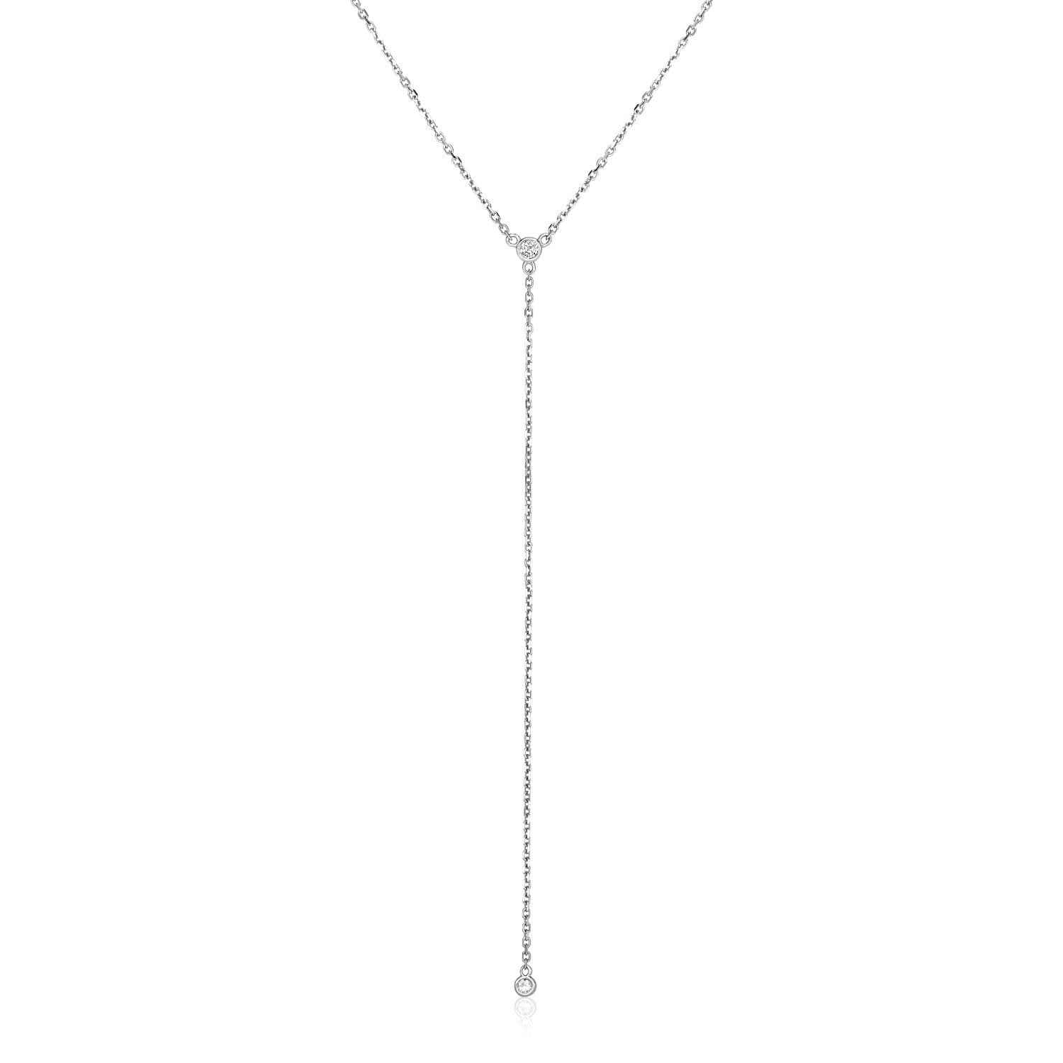 14k White Gold 20 inch Lariat Necklace with Diamonds – IceTrends