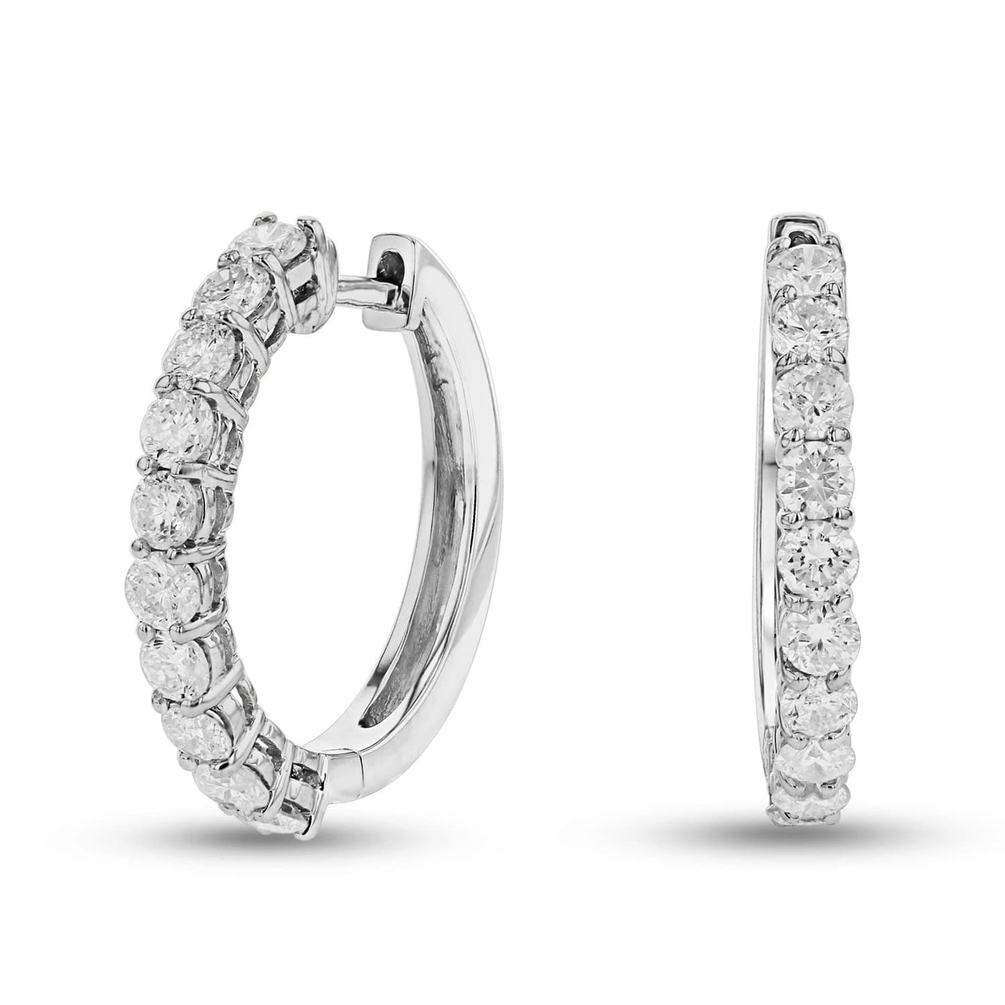 Diamond Hoops in 14k White Gold