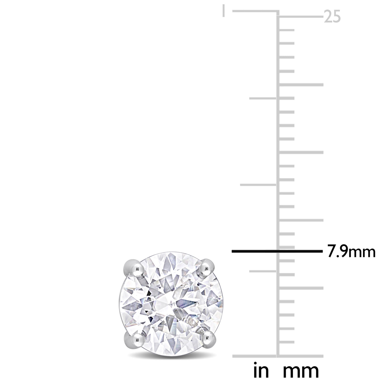 3 3/4ct Round Cut Moissanite Studs in Sterling Silver