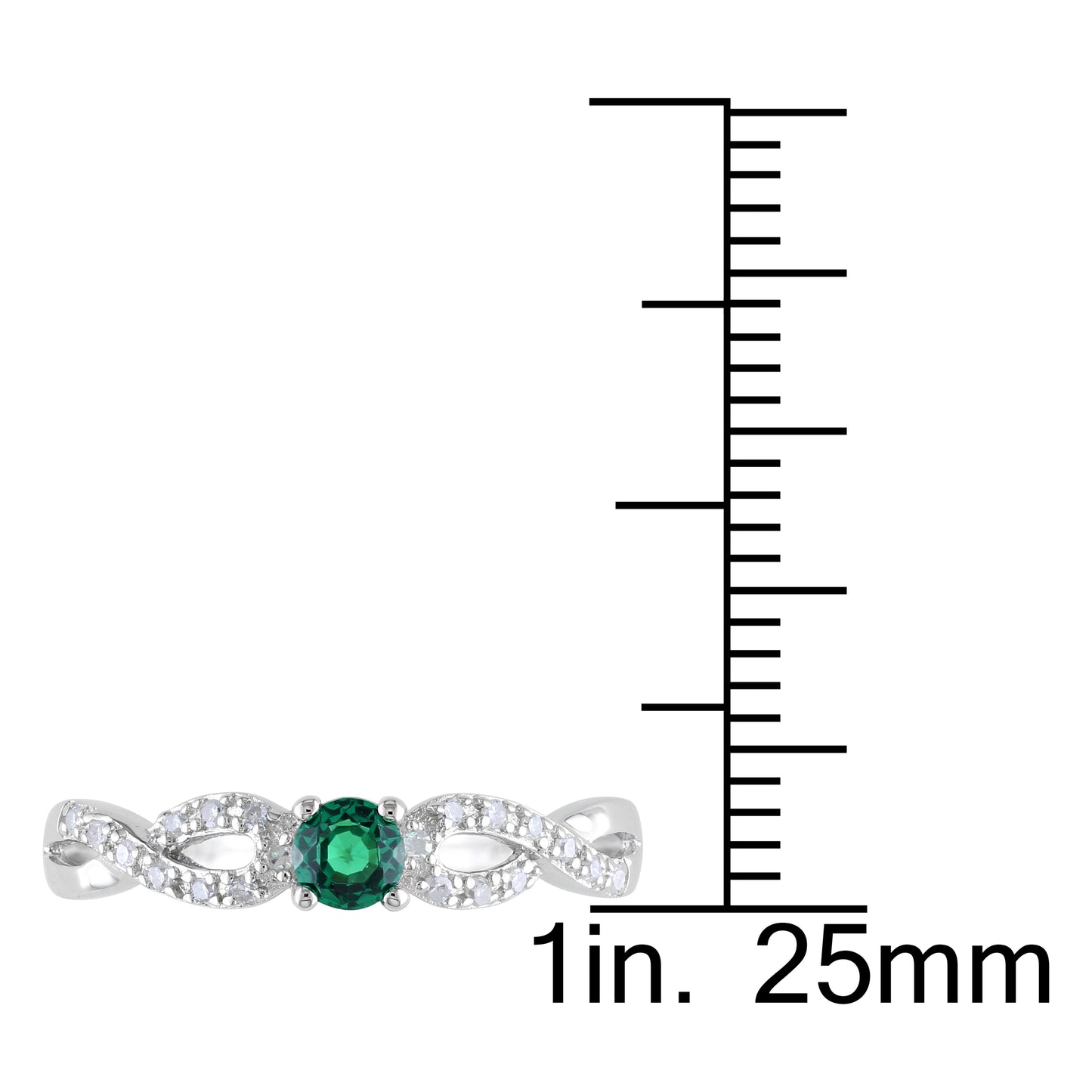 Created Emerald & Diamond Infinity Ring in Sterling Silver