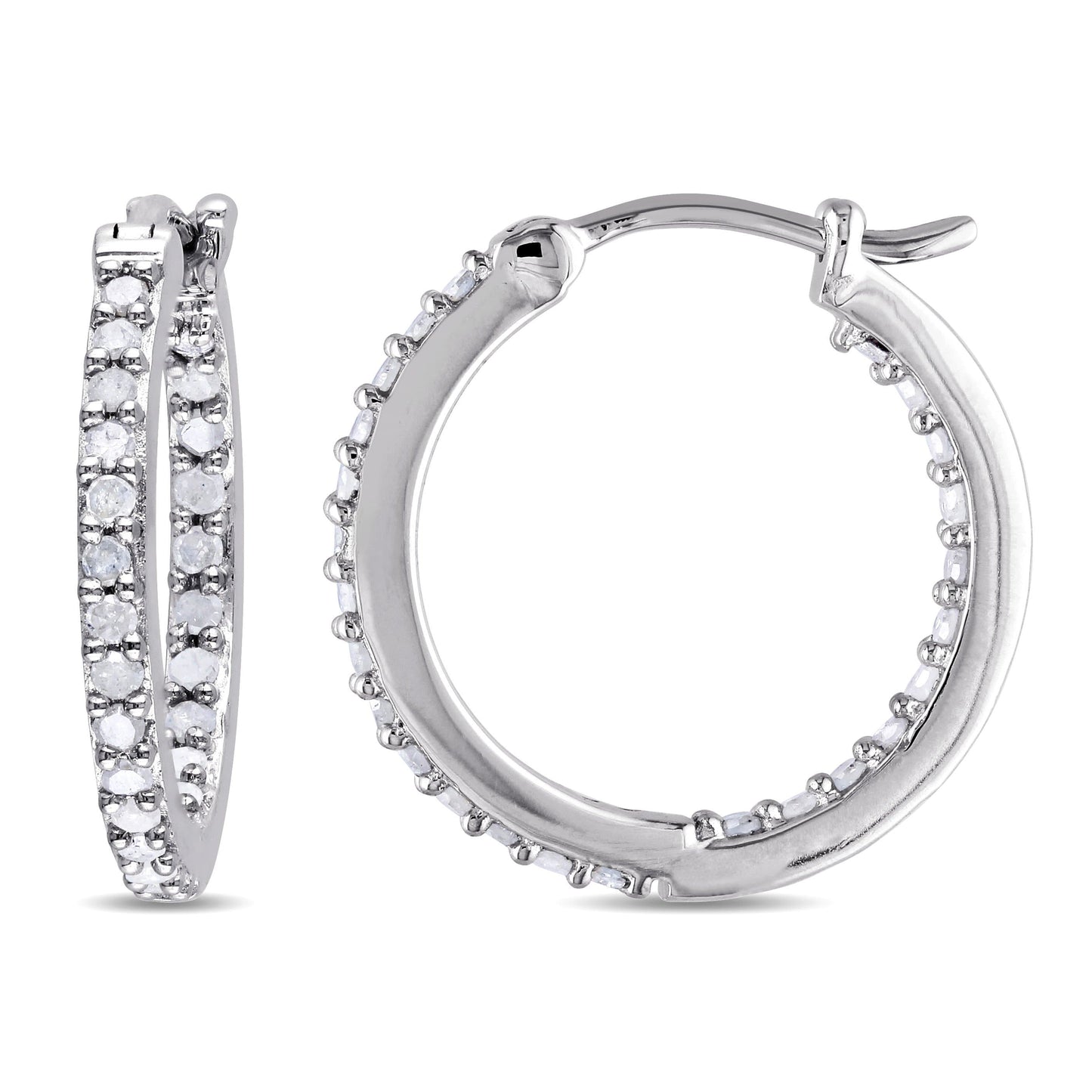 Diamond Inside Out Hoops in Sterling Silver