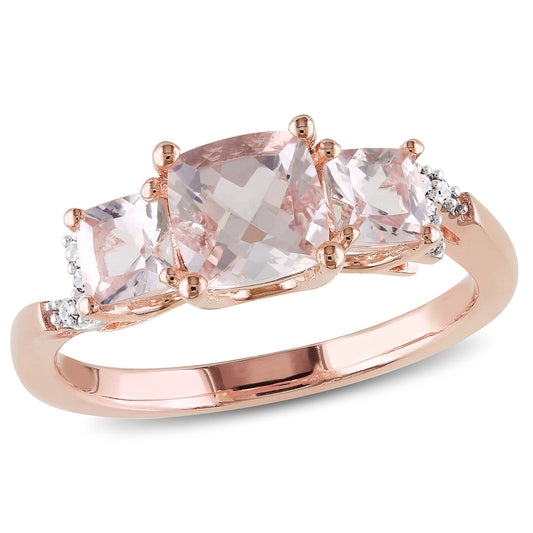 Sophia B 1 1/2ct Morganite 3-Stone Ring with Diamond Accents