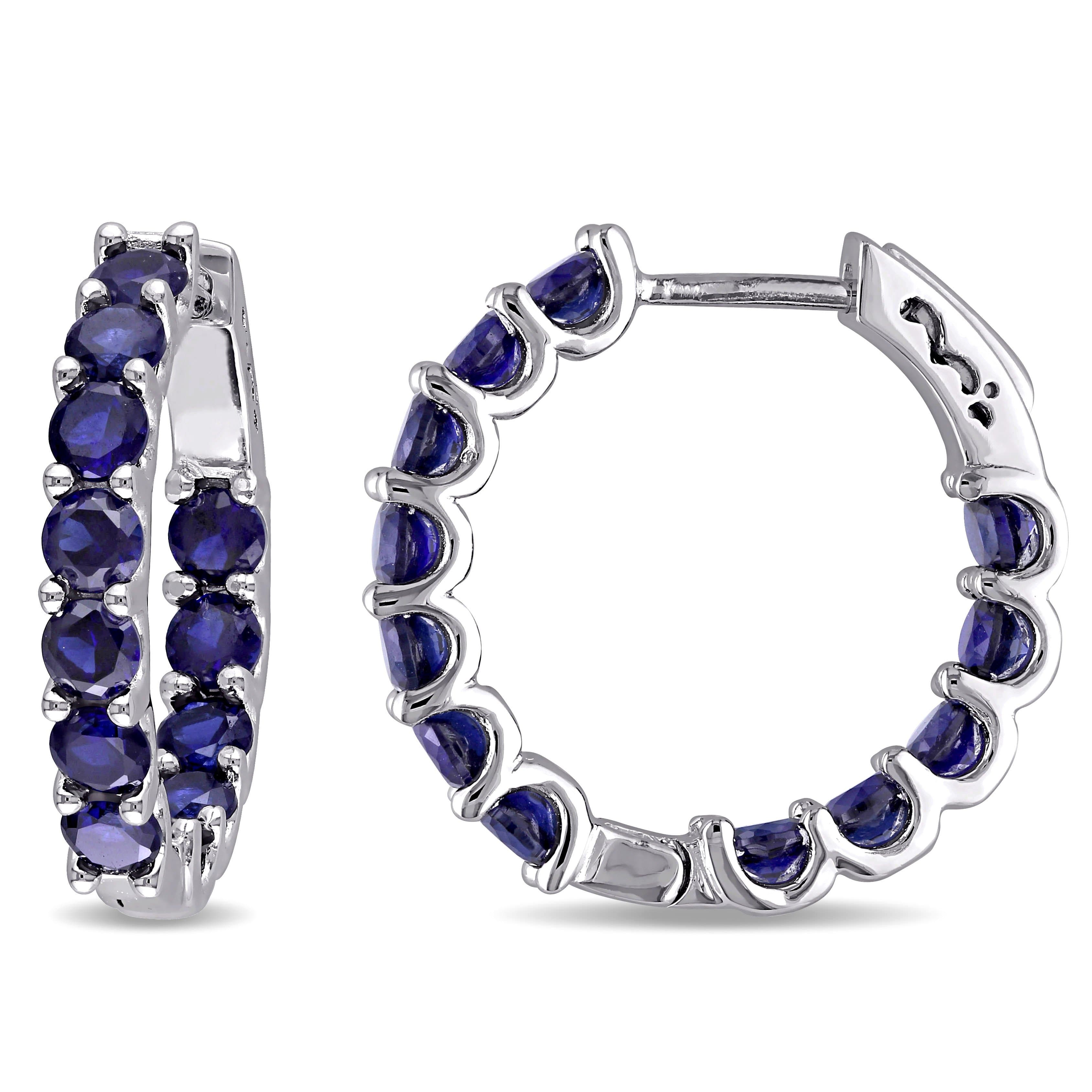 4 1/3ct Blue Sapphire Hoops in Sterling Silver – IceTrends