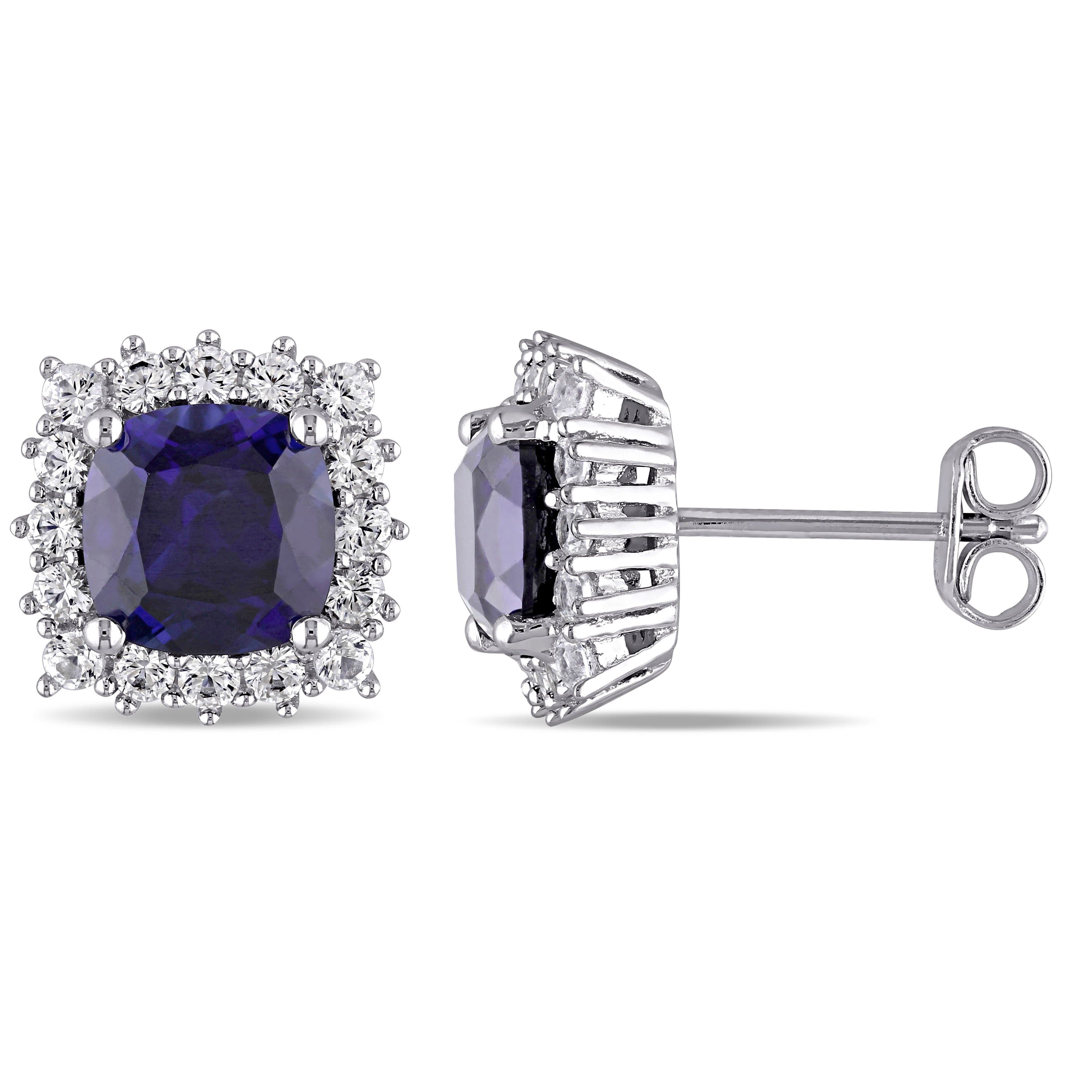 4 7/8ct Blue & White Sapphire Earrings – IceTrends