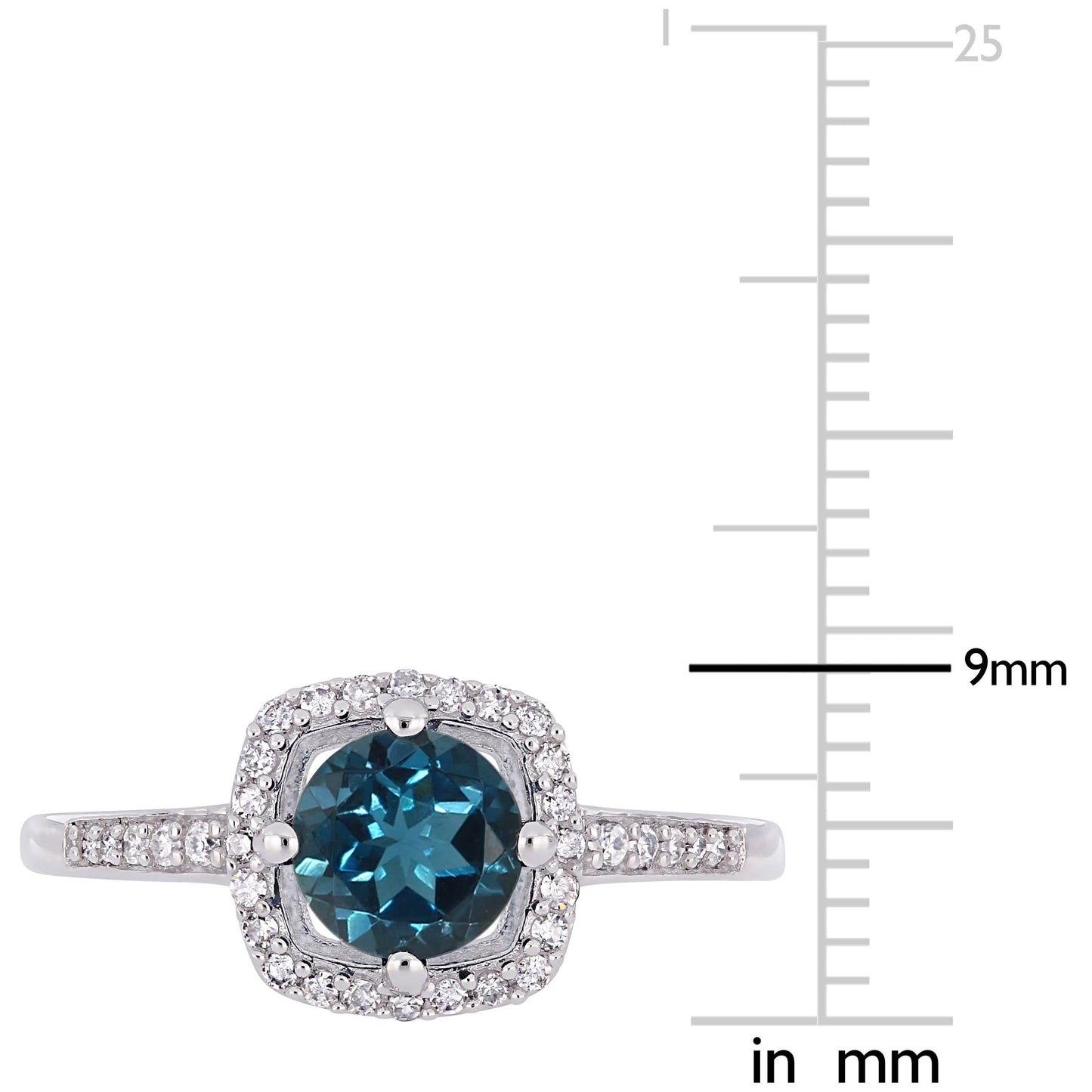 London Blue Topaz & Diamond Halo Ring & Earrings Set