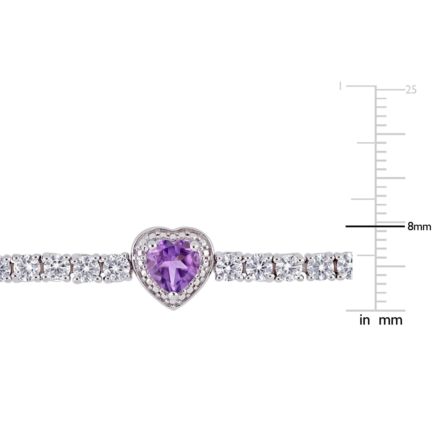 Sophia B 8ct Amethyst & Created White Sapphire Heart Tennis Bracelet