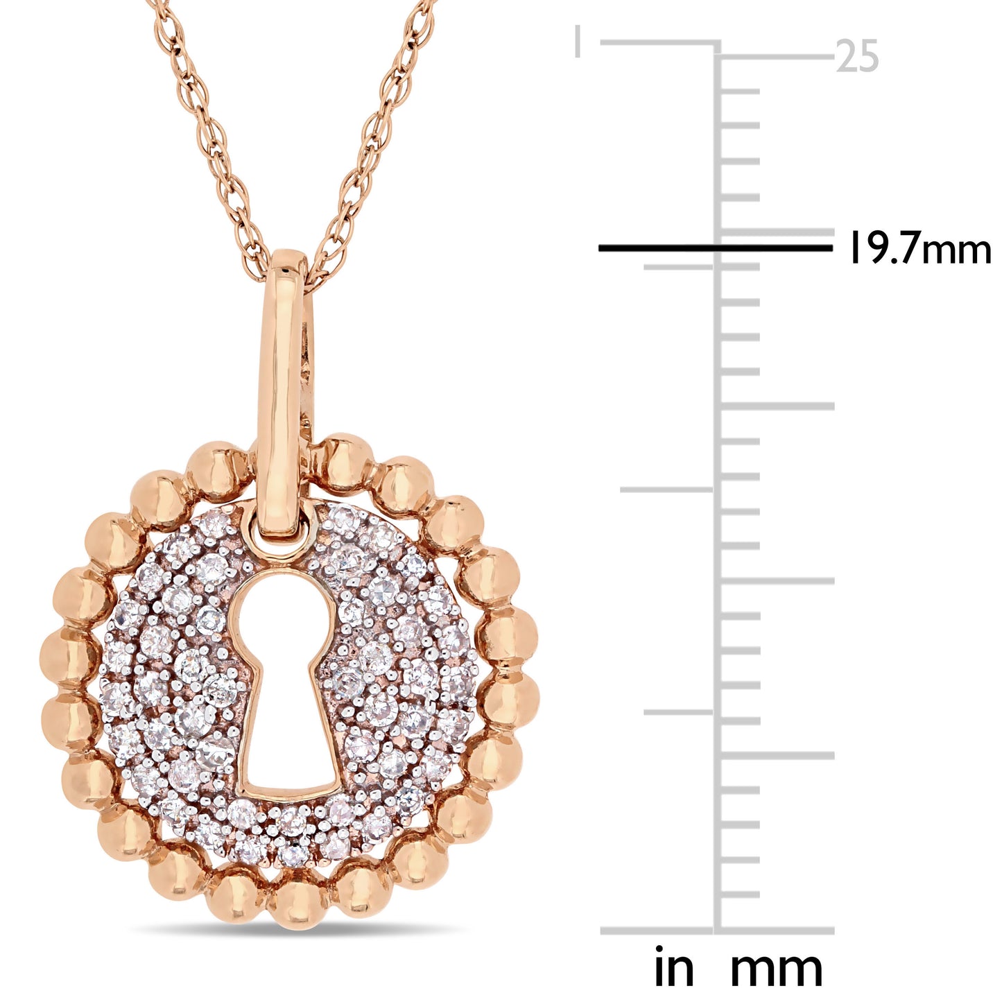 Keyhole Diamond Necklace in 10k Rose Gold