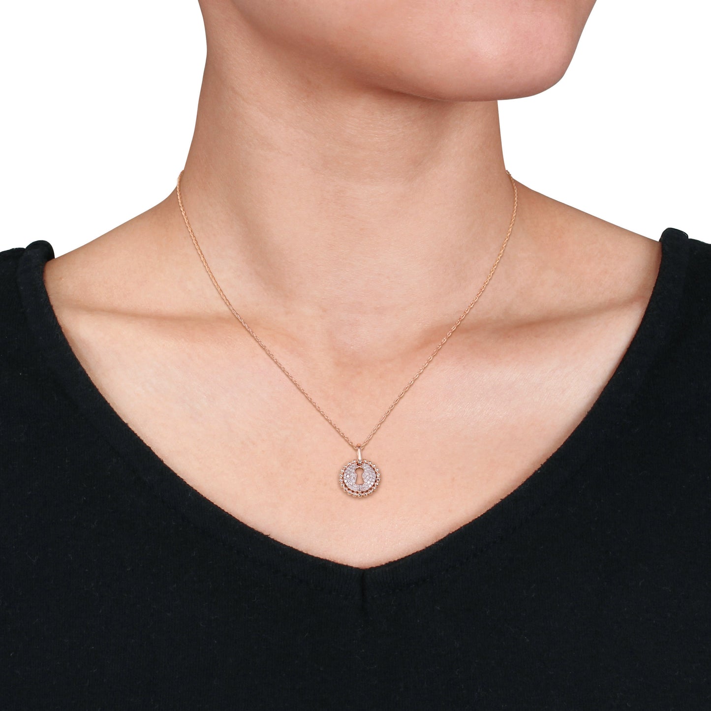 Keyhole Diamond Necklace in 10k Rose Gold