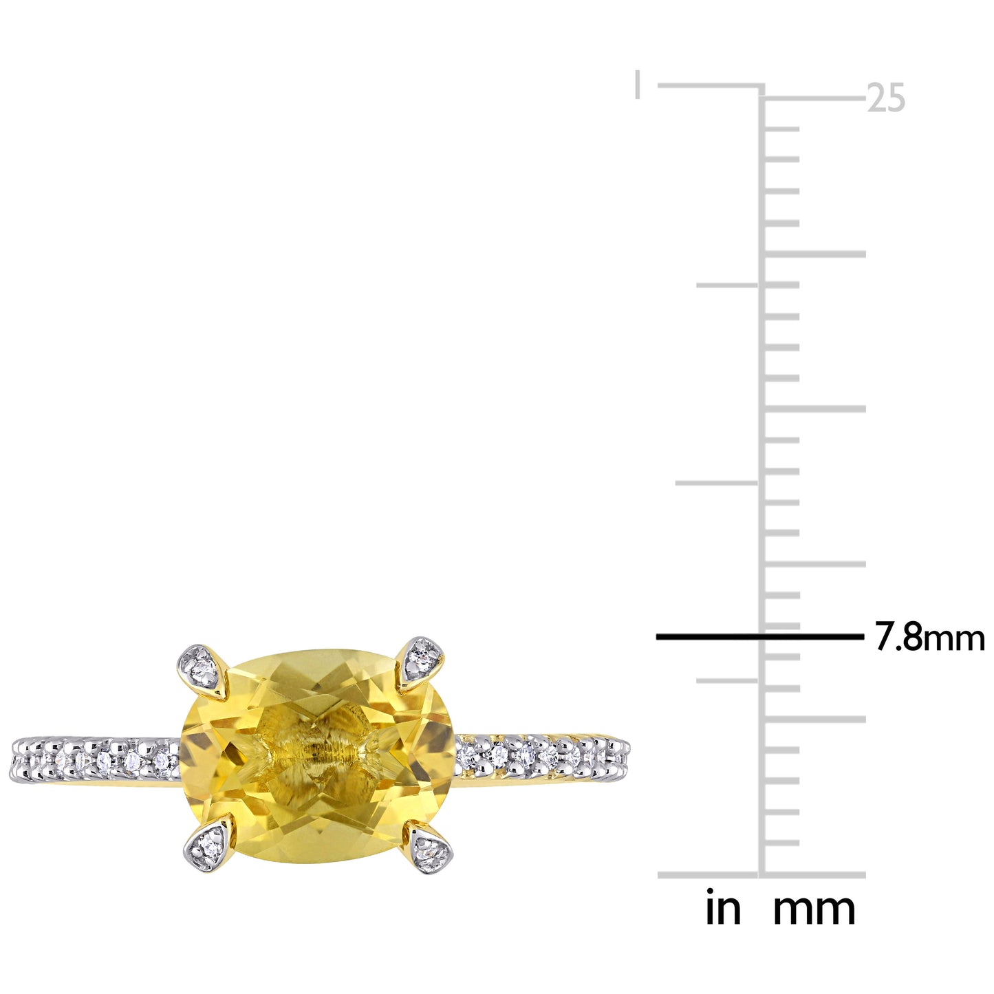 East West Oval Cut Citrine & Diamond Ring in 10k Yellow Gold