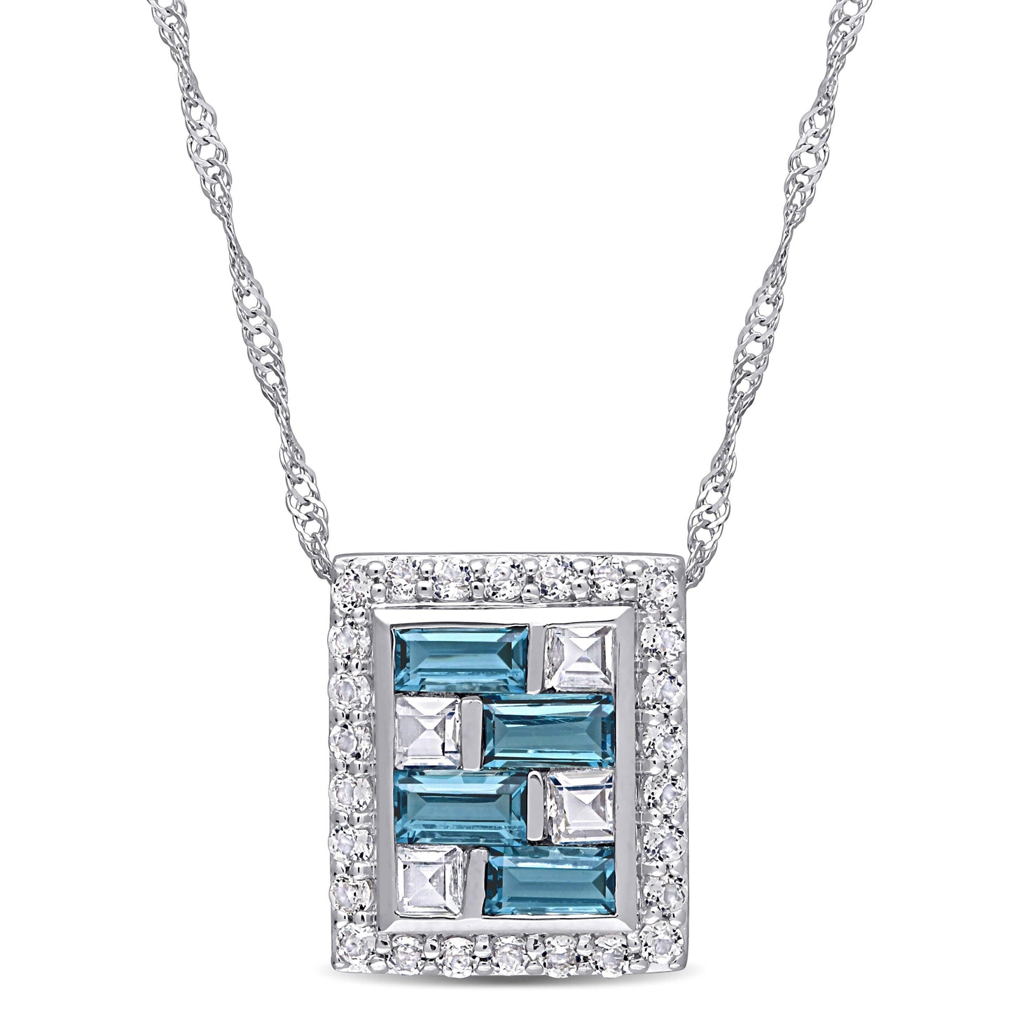 2 1/7ct White & Blue Topaz Pendant in 10k White Gold