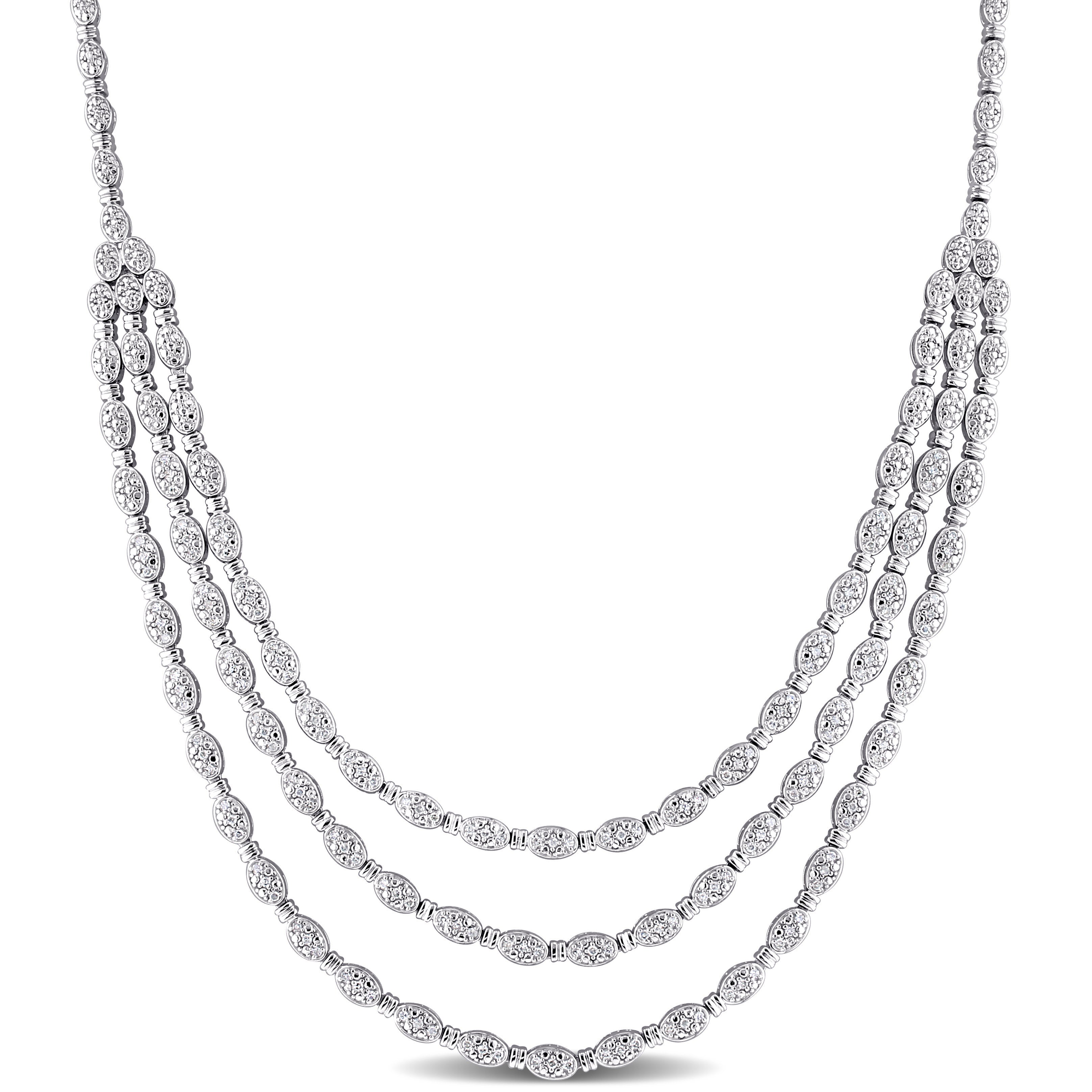 925 Sterling Silver Cylinder Layered Necklace Decorated with CZ Simulated  Diamonds | Myth and Silver