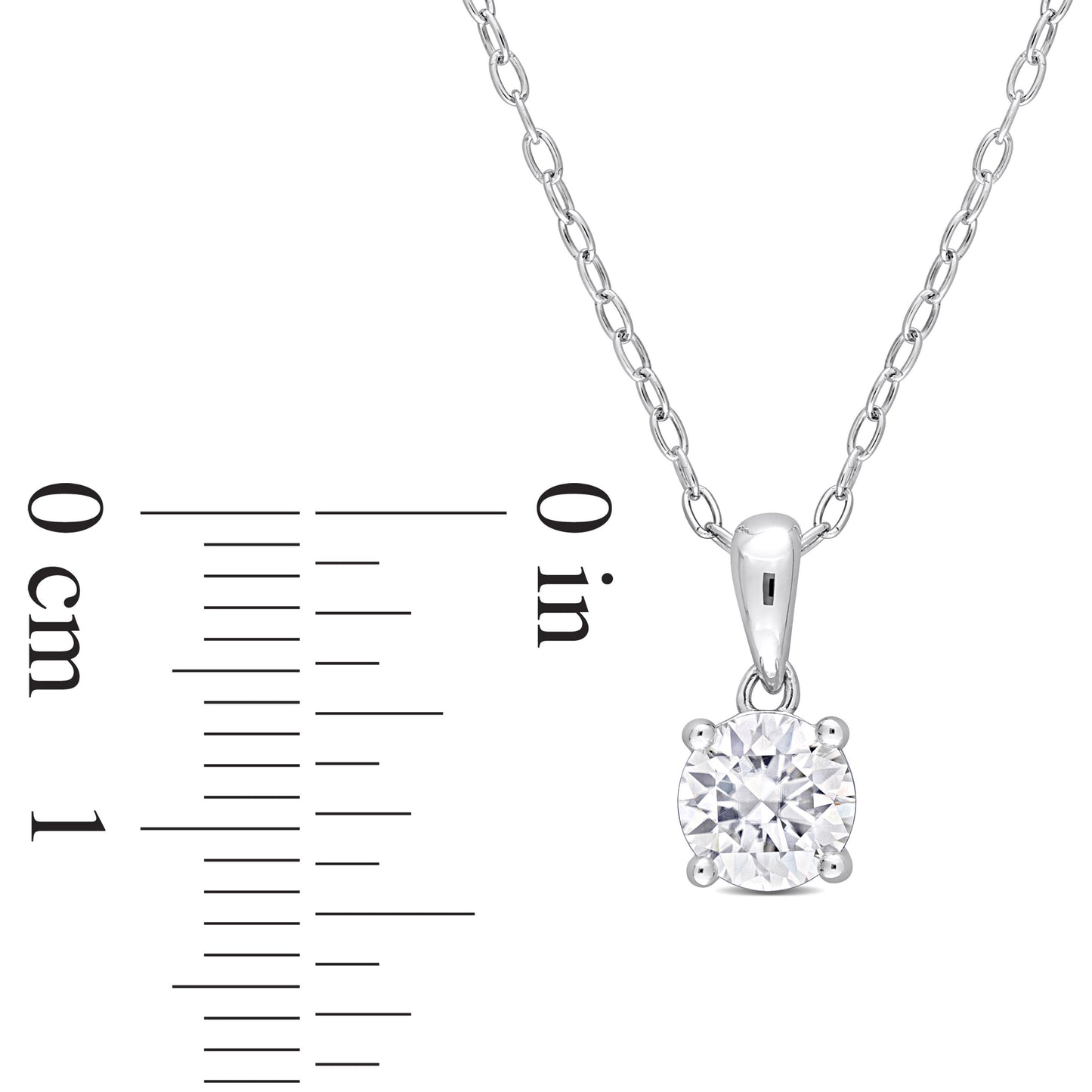 3/4ct Round Cut Moissanite Solitaire Necklace in Sterling Silver