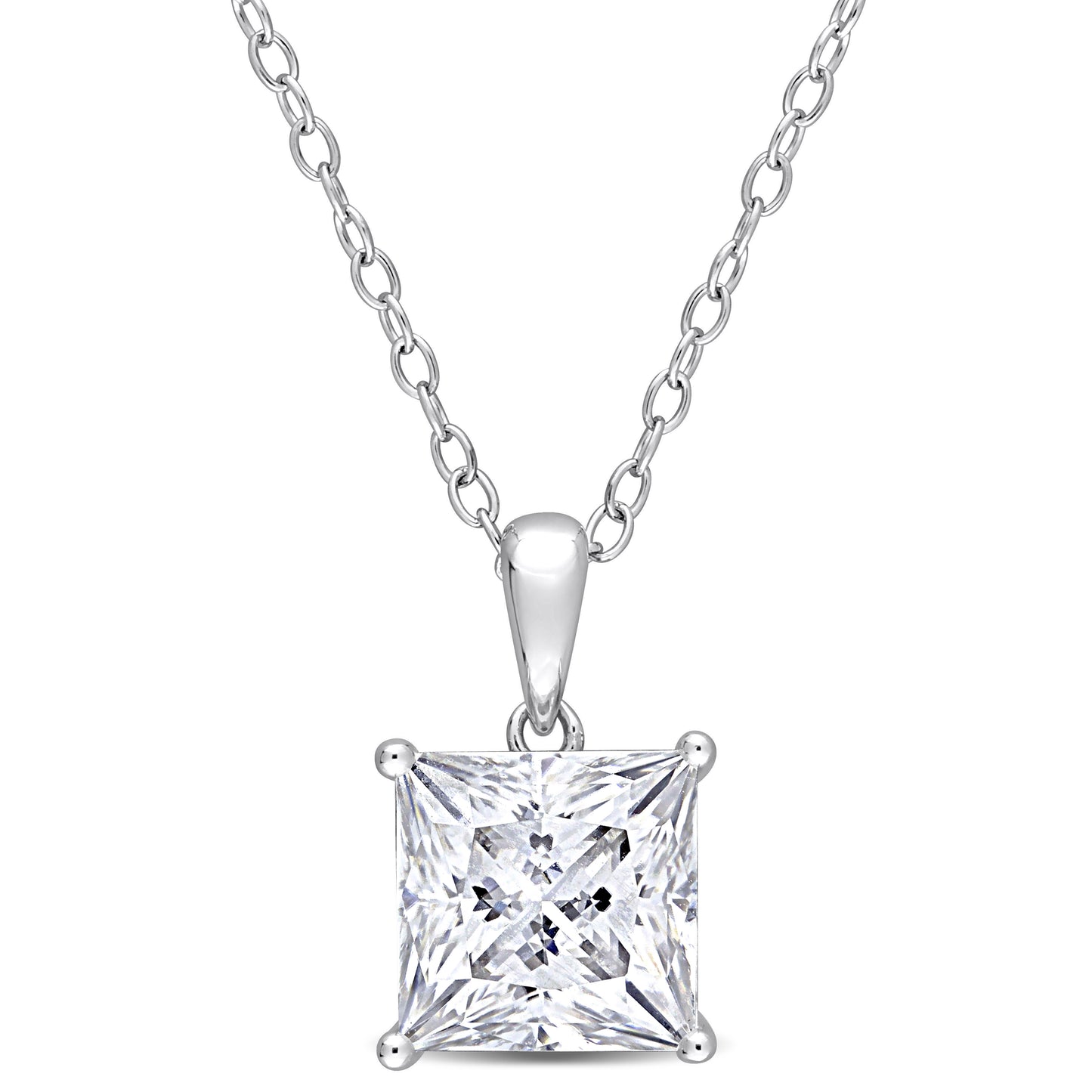 3ct Princess Cut Moissanite Necklace in Sterling Silver