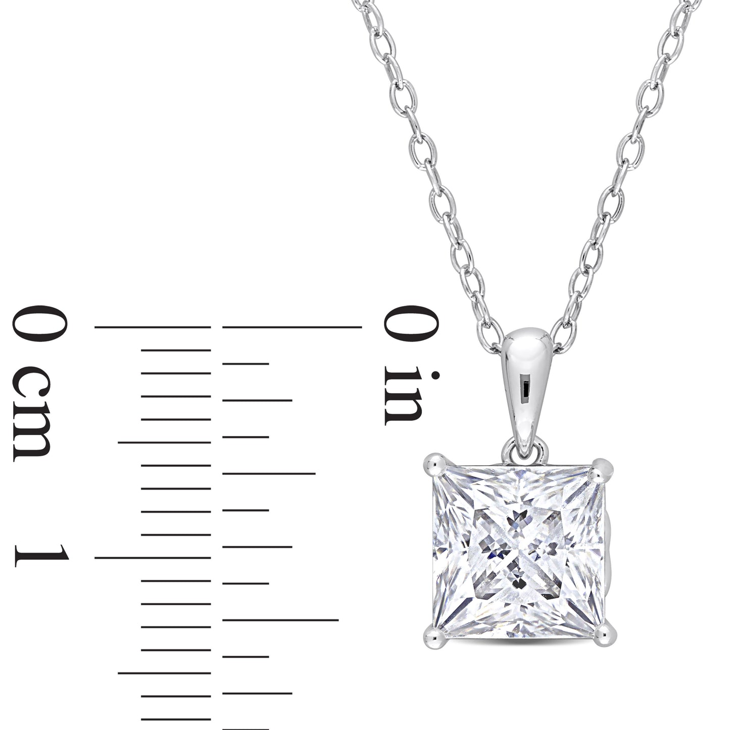 3ct Princess Cut Moissanite Solitaire Necklace in Sterling Silver