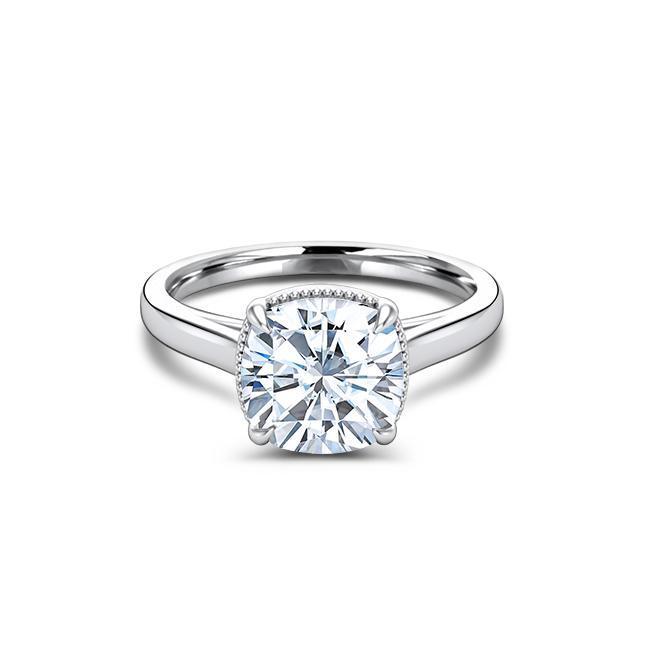 Cushion Cut Moissanite Solitaire Engagement Ring