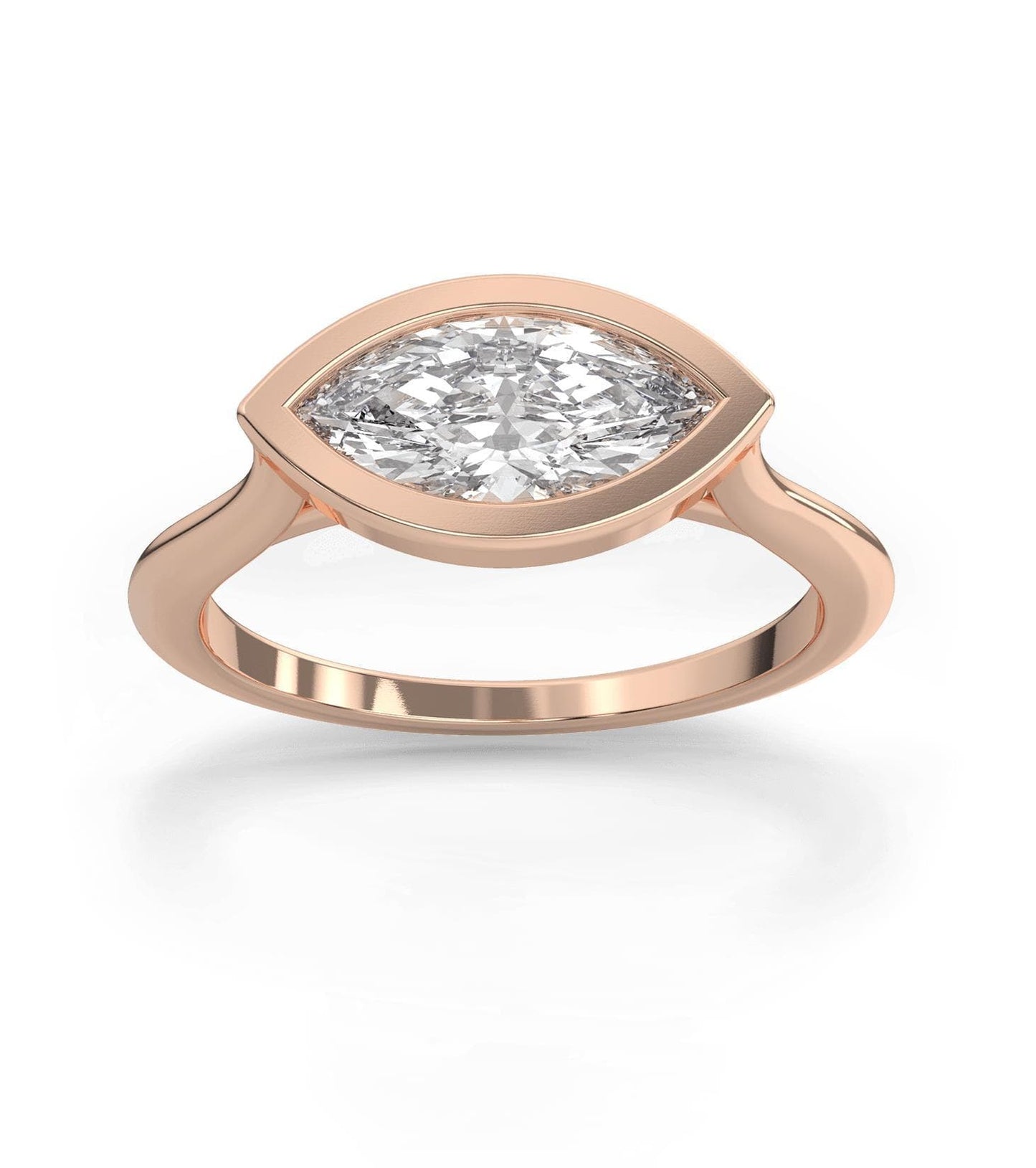 14K Rose Gold Marquise Cut East West Engagement Ring