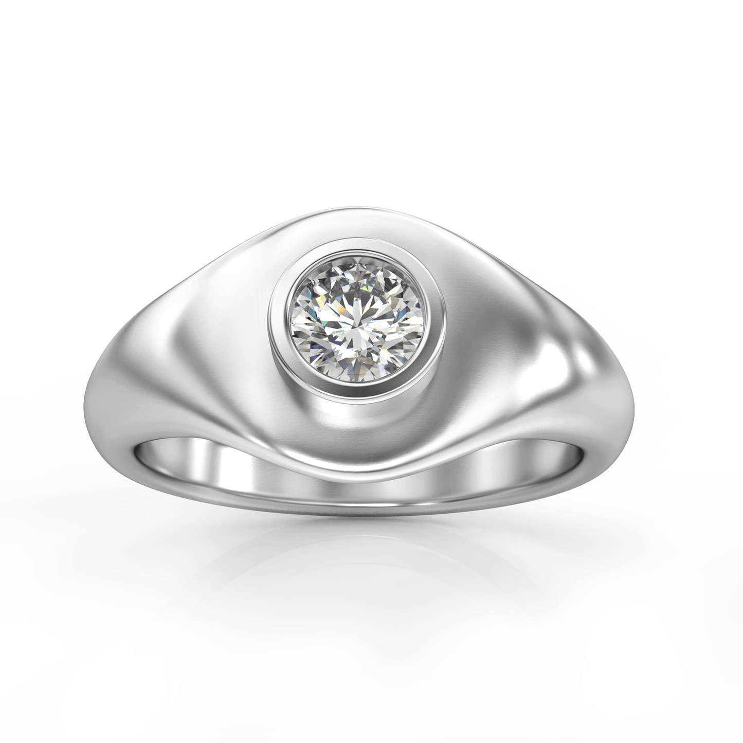 Signet Round Moissanite Ring in 14k Gold