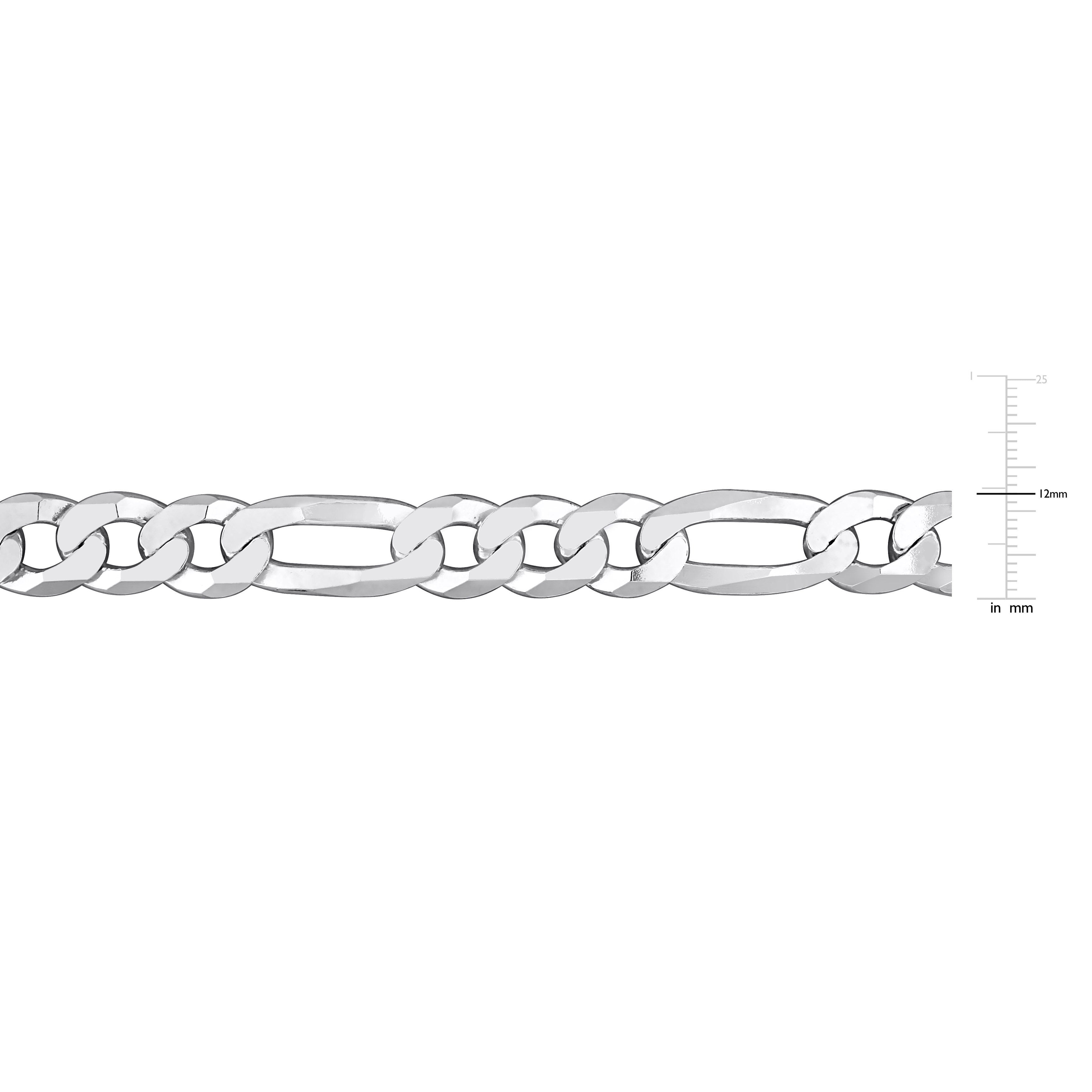 12mm silver deals figaro chain