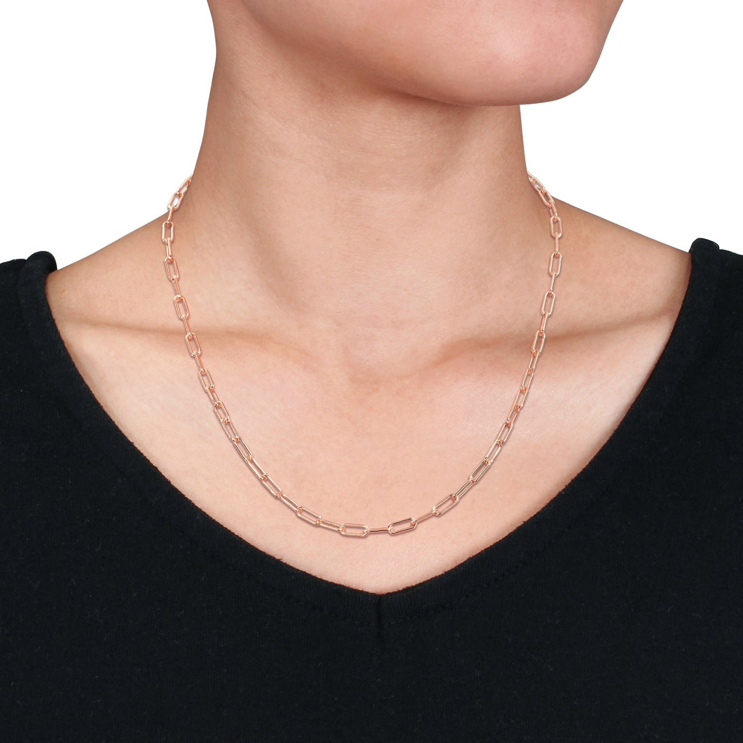 18k Rose Gold Plated Paperclip Chain in 3.7mm