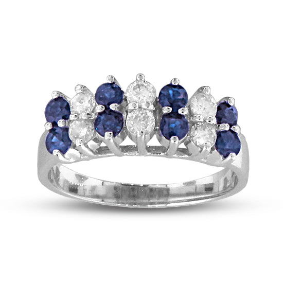 1 1/4ct Blue Sapphire & Diamond Ring in 14k White Gold