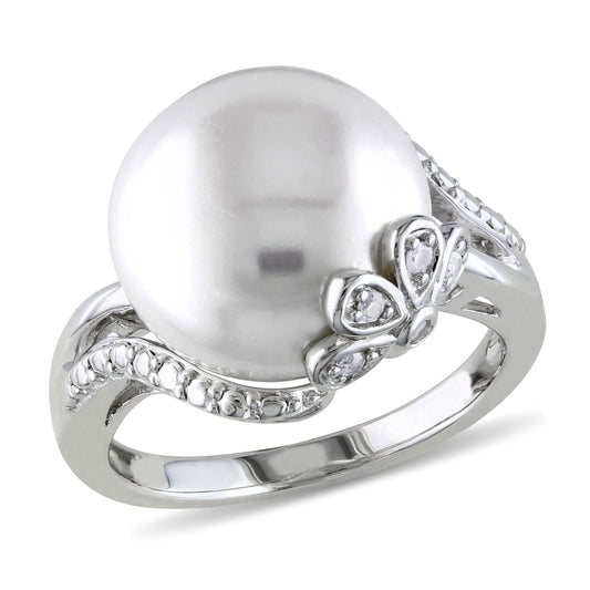 Michiko 0.05ct Diamond & Freshwater Cultured Pearl Ring